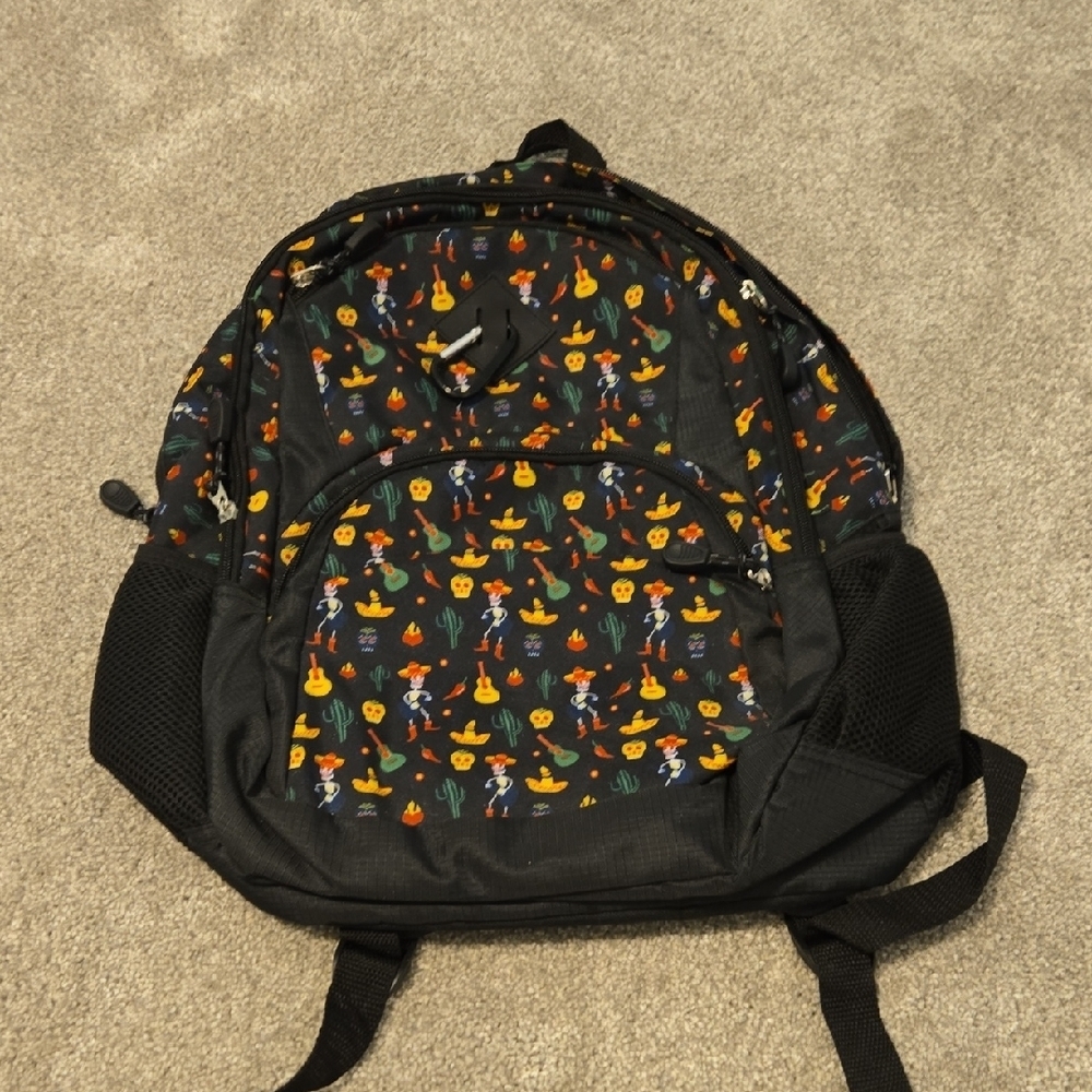 Black 16" Southwestern Fiesta Skeleton Sombrero Cactus Backpack